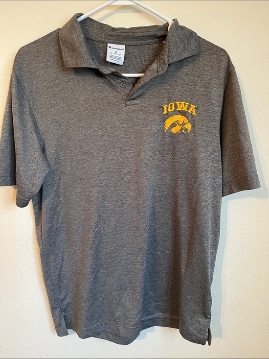 Champion Other - Champion Gray Polo with Yellow Iowa Hawkeyes Emblem